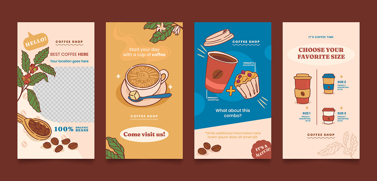 Mẫu bài đăng ảnh coffee trên instagram file EPS và AI mẫu CF209