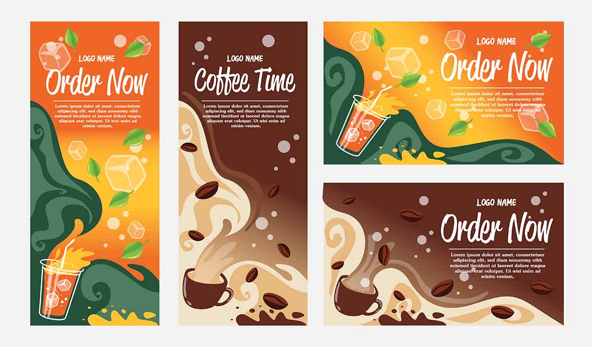 Banner quảng cáo trà và cà phê file vector mẫu số 341