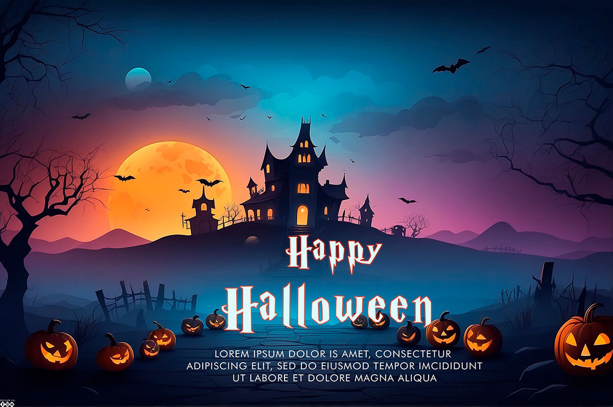 Banner đêm trăng lễ hội halloween file PSD - mẫu số 246