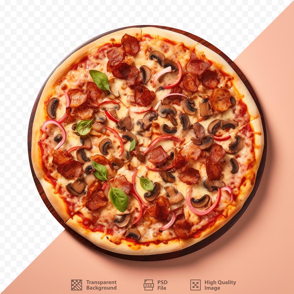 Hình minh họa bánh pizza nhân lạp xưởng file PSD - mẫu số 919