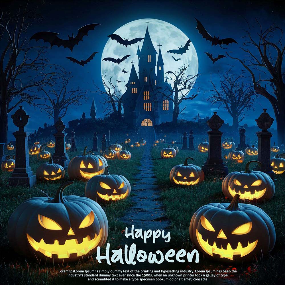 Banner bí ngô ma quái halloween file PSD - mẫu số 288