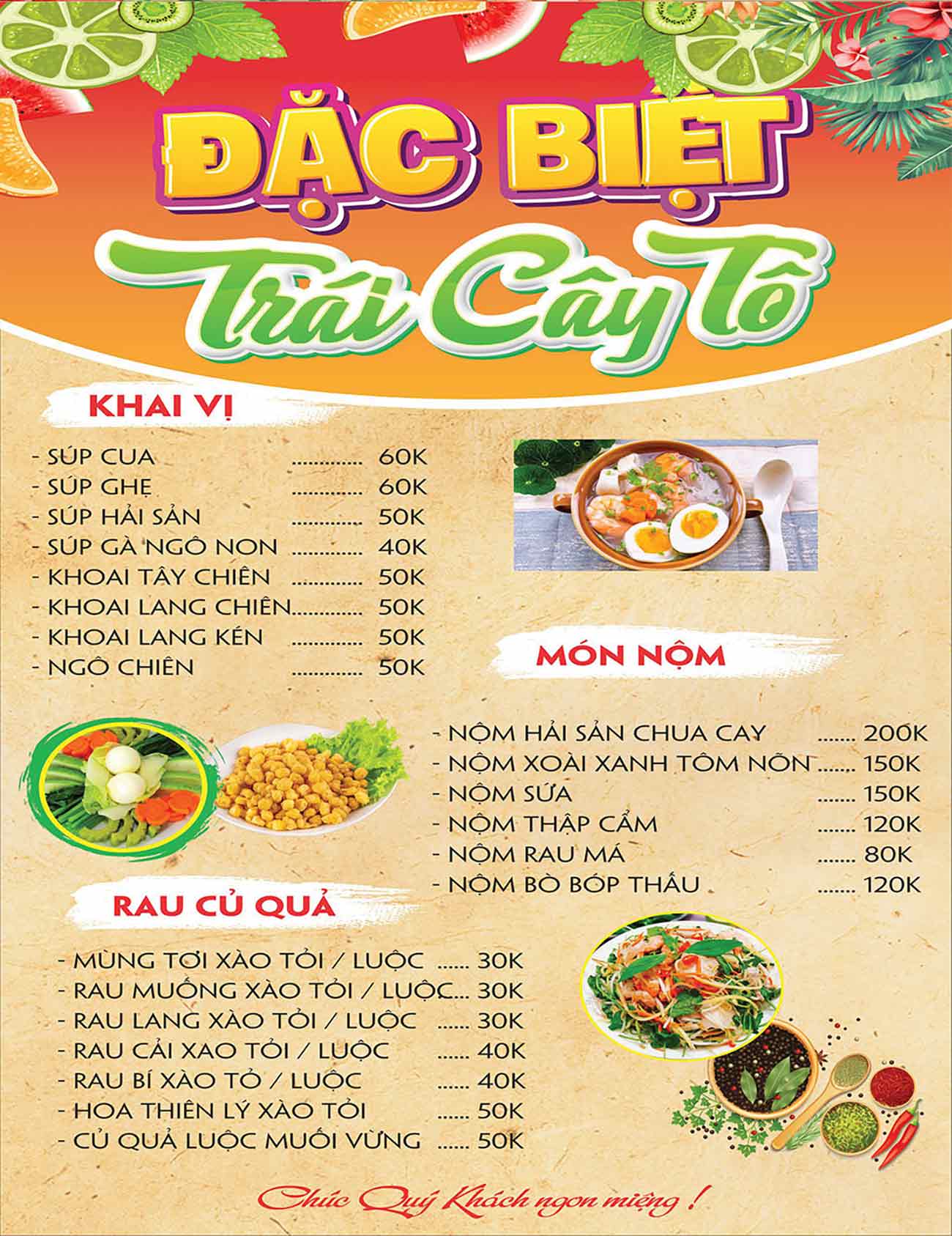 Menu quán ăn file CDR