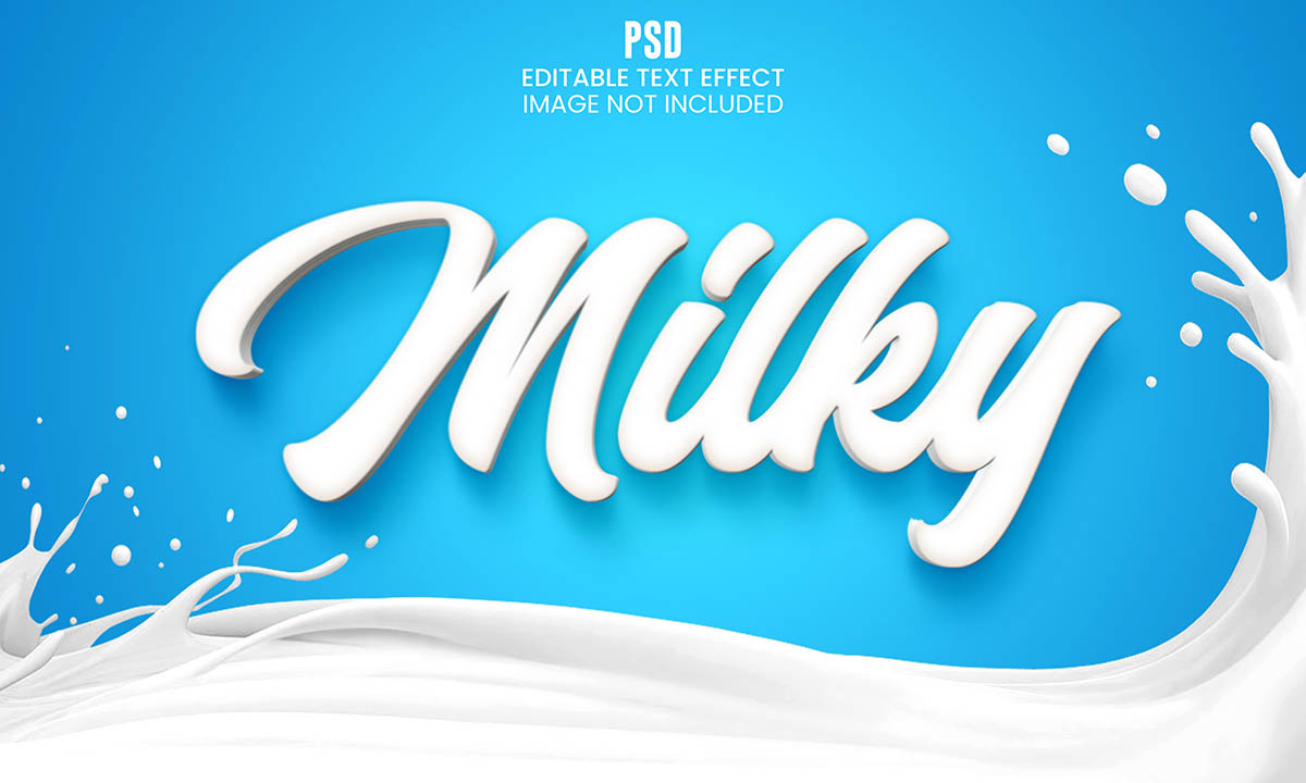 Banner chữ milky cùng dòng sữa và nền xanh dương