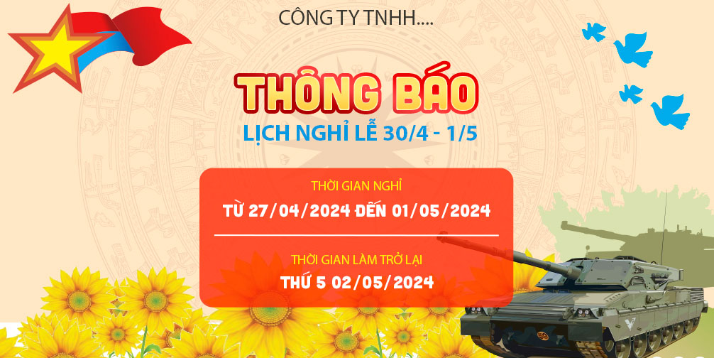 Banner thông báo lịch nghỉ lễ 30-4 và 1-5 file PSD mẫu GP29