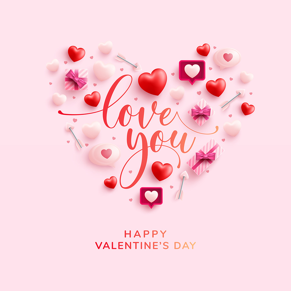 Banner ngày valentine màu hồng file vector mẫu BV317