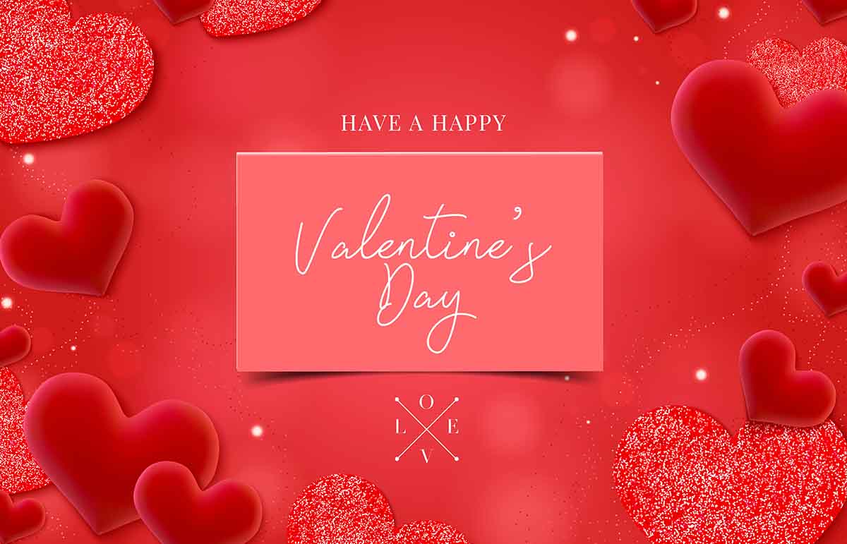 Banner ngày valentine họa tiết trái tim đỏ file vector mẫu số 858