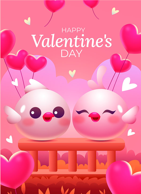 Poster ngày valentine dễ thương file vector mẫu số 347