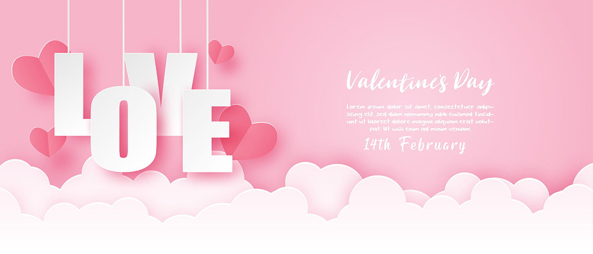 Banner dịp ngày valentine nền hồng file vector mẫu số 430