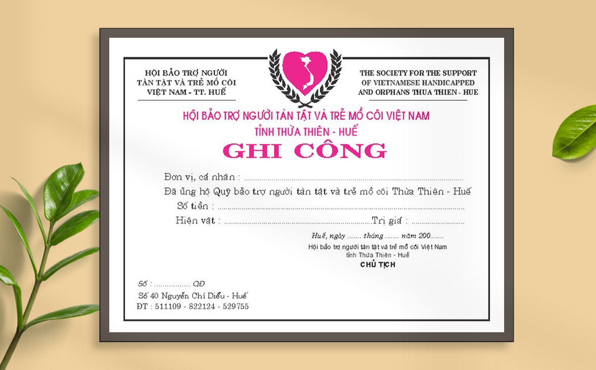 Mẫu giấy khen thưởng ghi công từ thiện File Corel 45