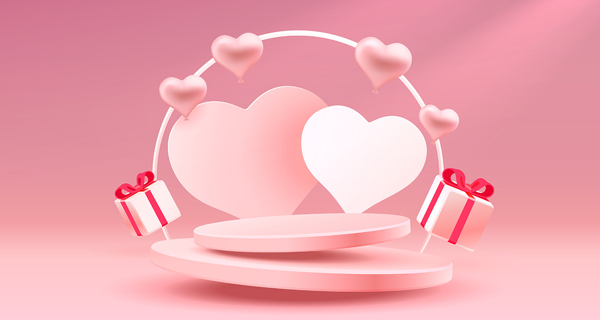 Background bục 3D dịp valentine file vector mẫu BV326