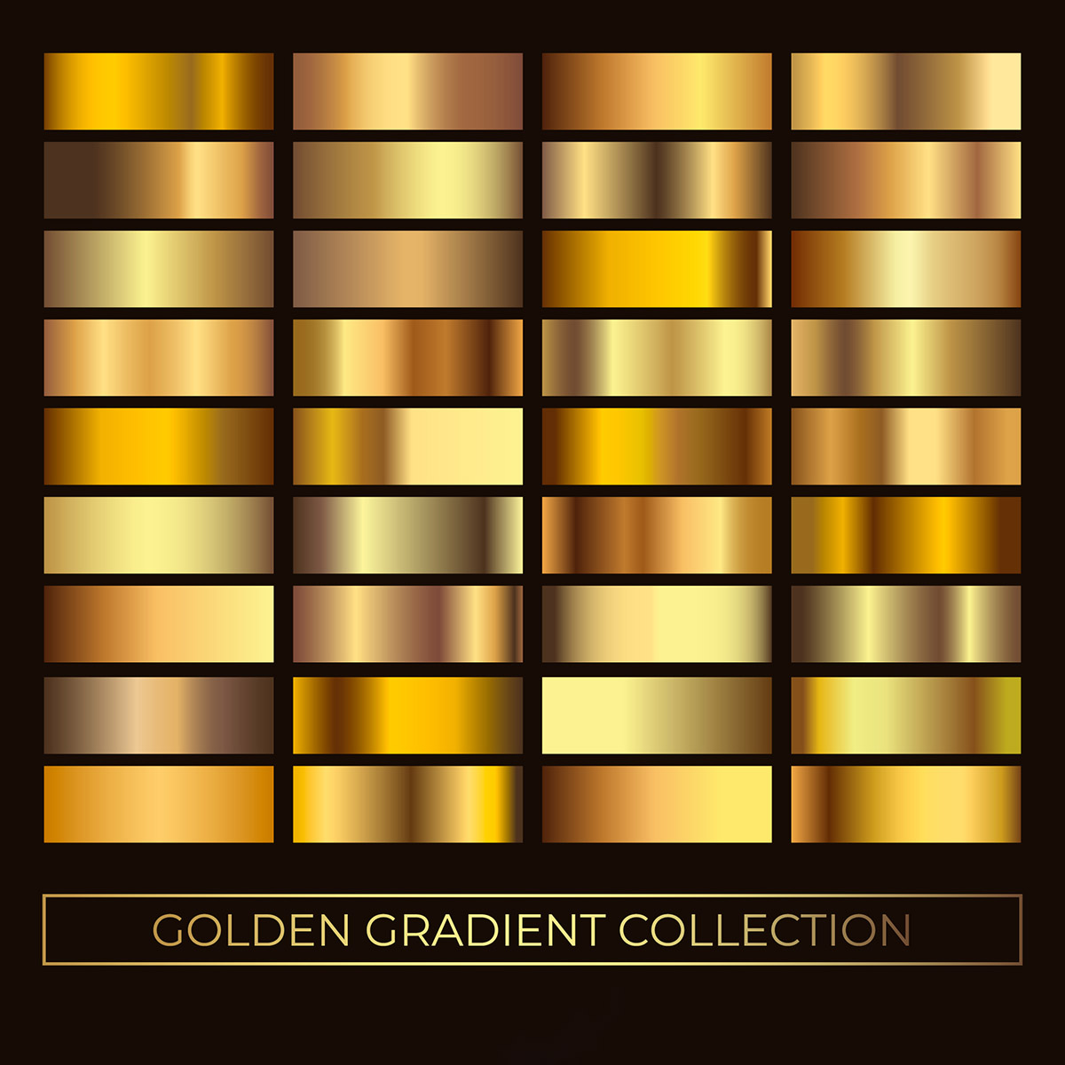 Bộ màu gradient vàng gold sang trọng cho phần mềm illustrator file AI - mẫu 80