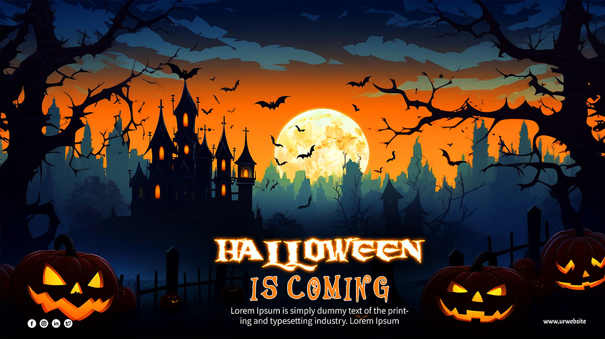 Banner đêm trăng halloween file PSD - mẫu số 282