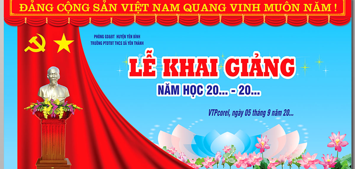 Backdrop lễ khai giảng năm học mới file Corel - mẫu số 522