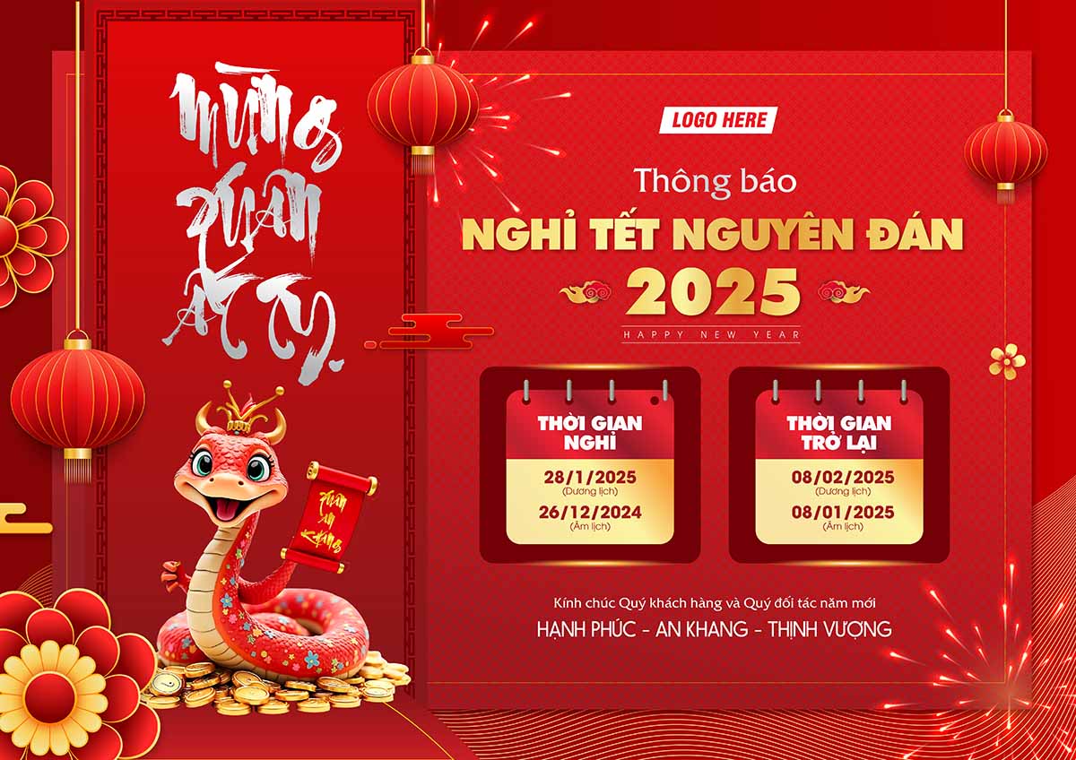 Banner thông báo lịch nghỉ tết nguyên đán file vector mẫu OC146