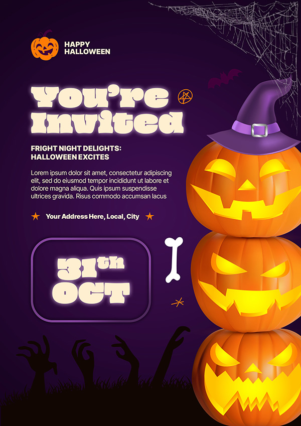 Poster lễ hội halloween file PSD mẫu MB434