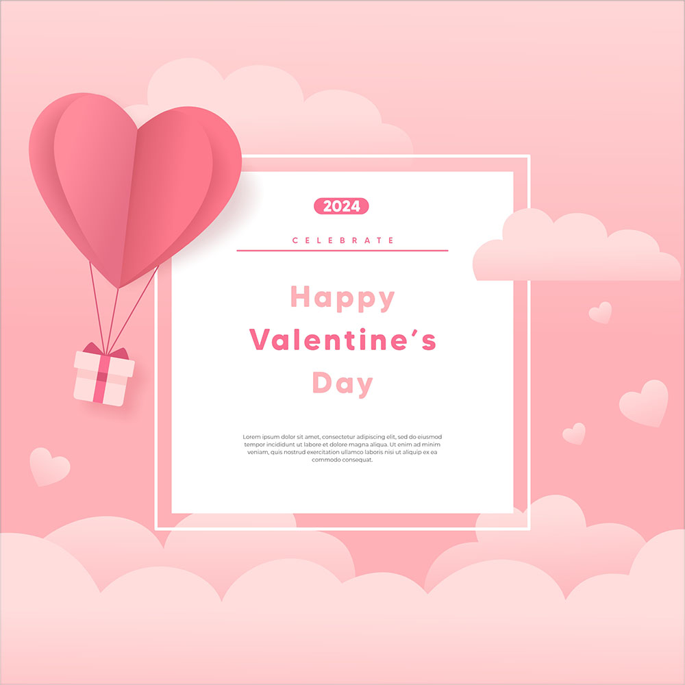 Banner ngày valentine nền hồng file vector mẫu số 314