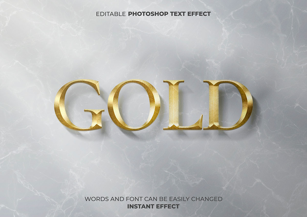 Hiệu ứng text gold file PSD mẫu HU58