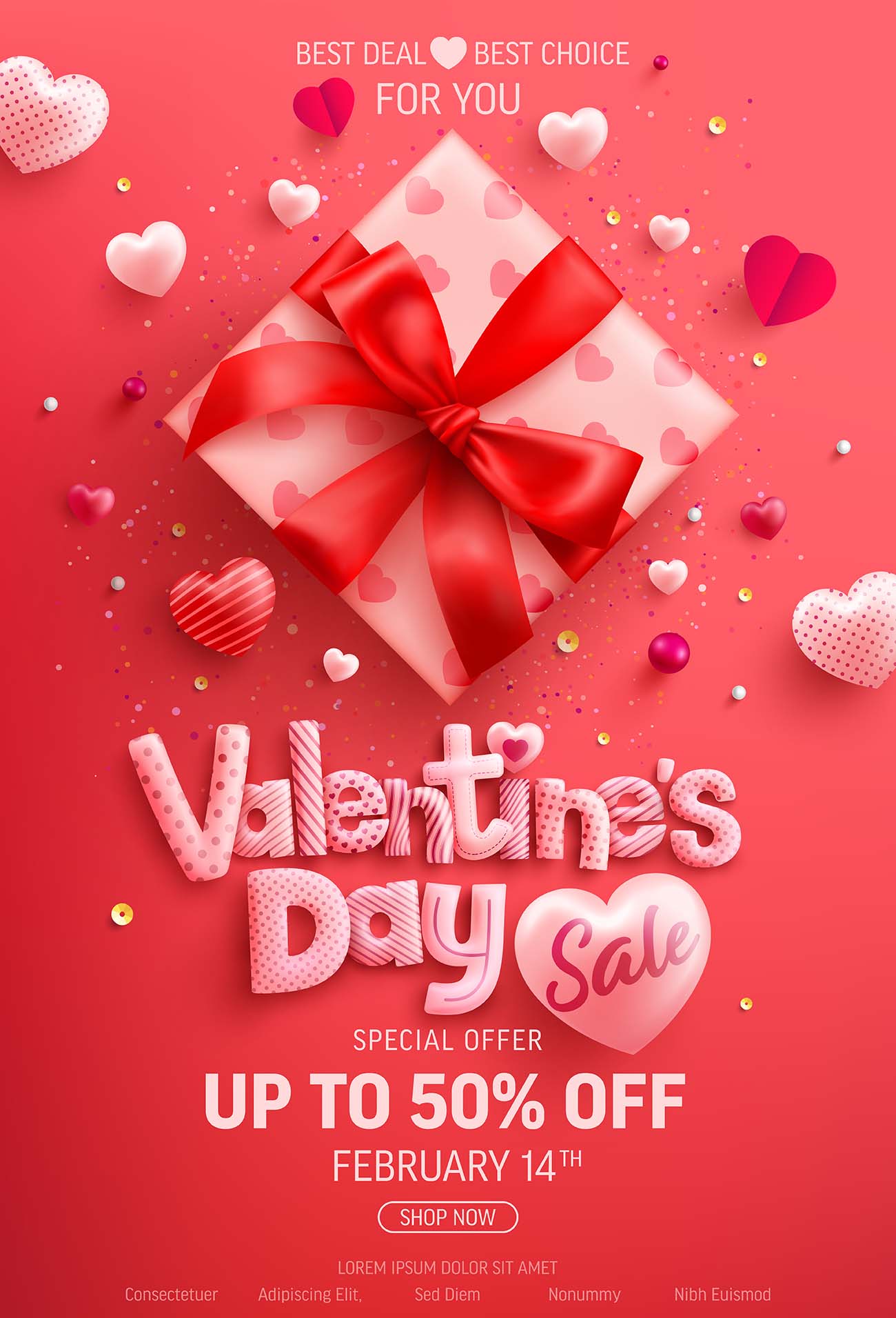 Poster hộp quà ngày valentine file EPS và AI mẫu V31