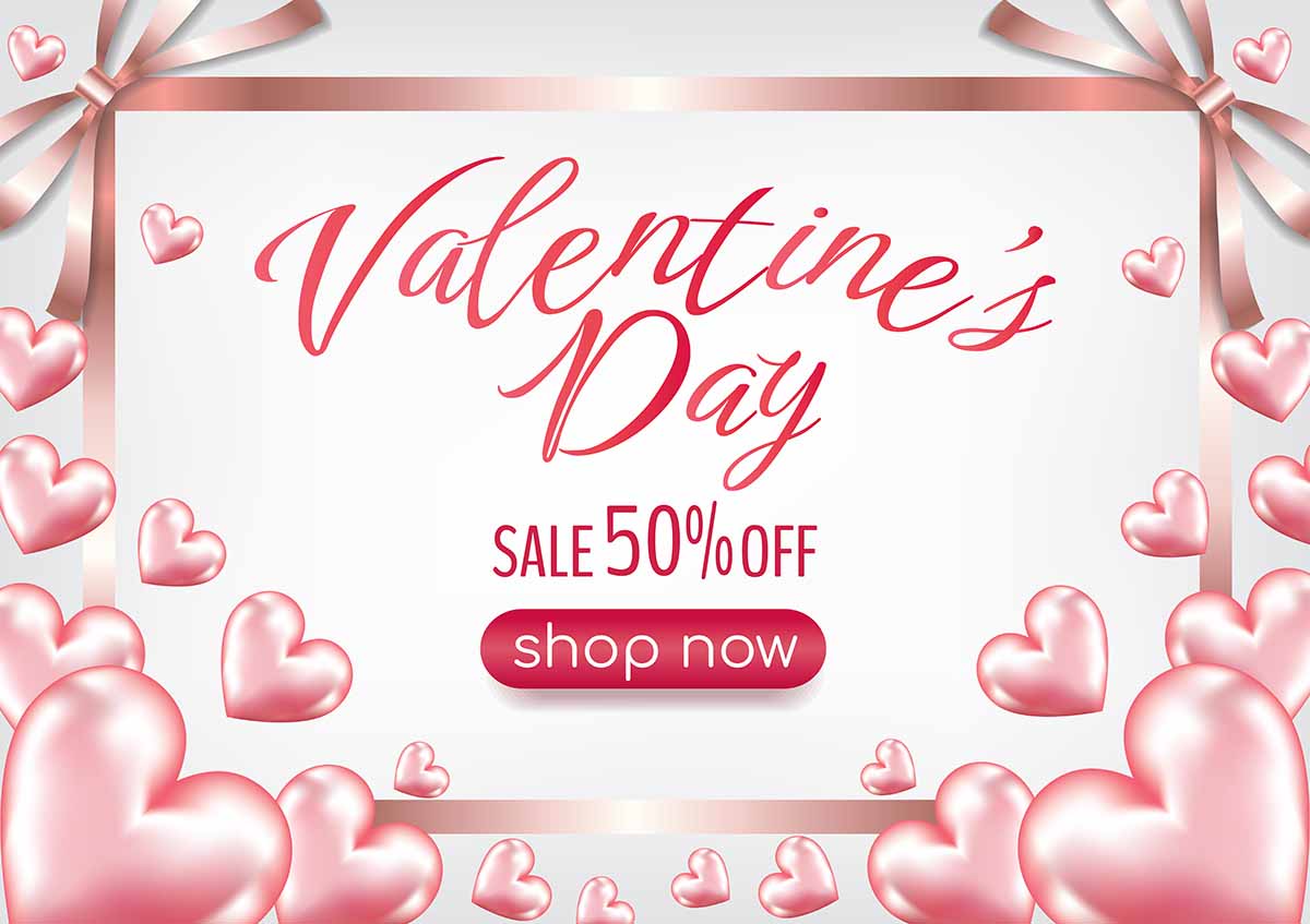 Banner giảm giá ngày valentine họa tiết trái tim hồng file vector mẫu số 503