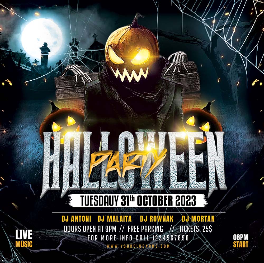 Banner lễ hội halloween file PSD mẫu MB168