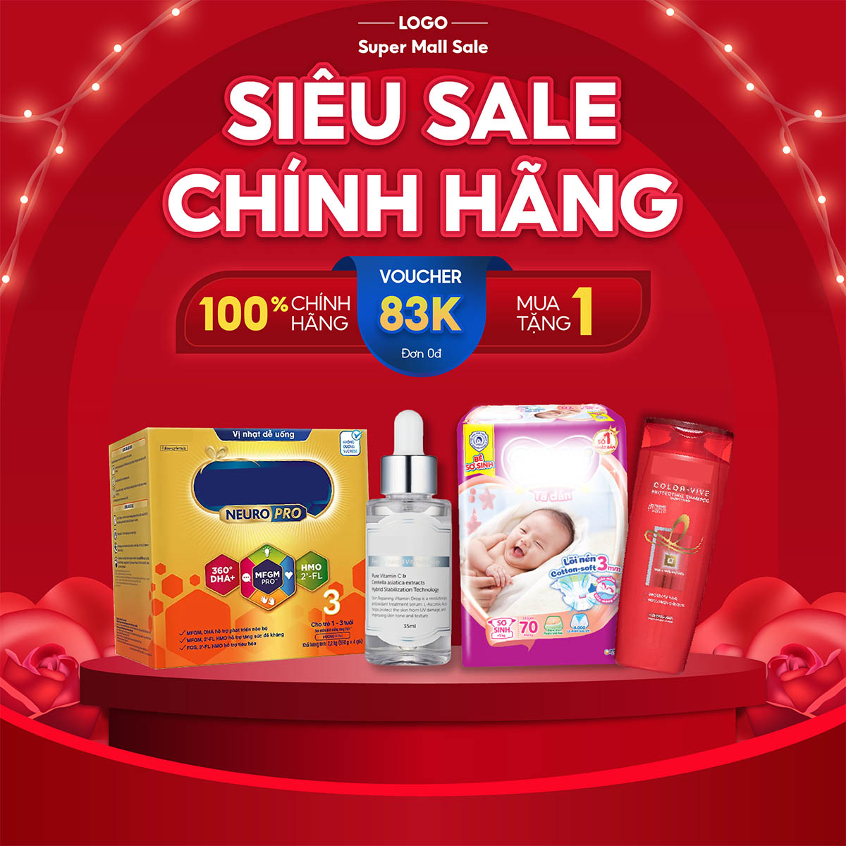 Banner siêu sale mỹ phẩm file EPS - mẫu số 626