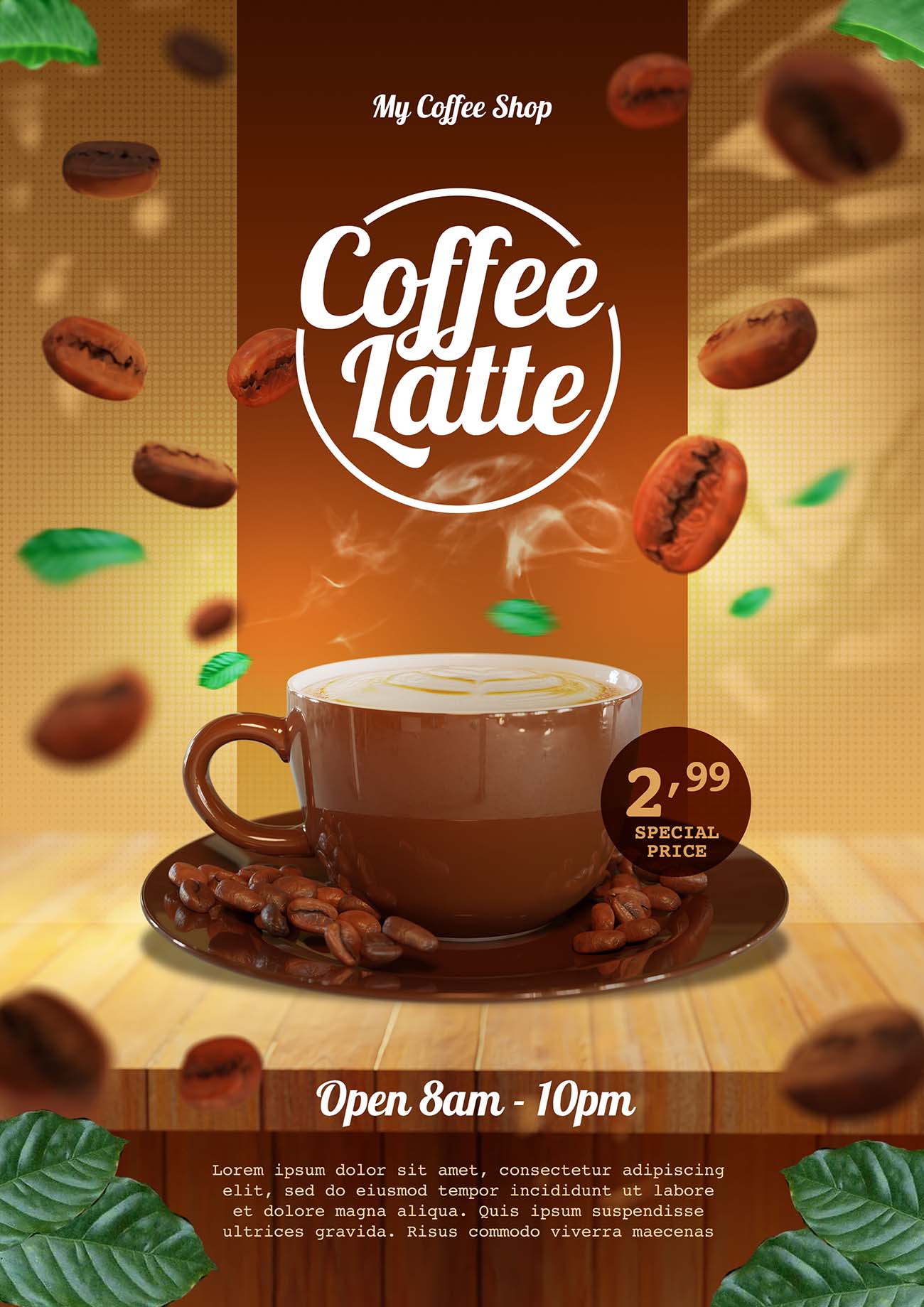 Poster quảng cáo coffee file PSD mẫu N31