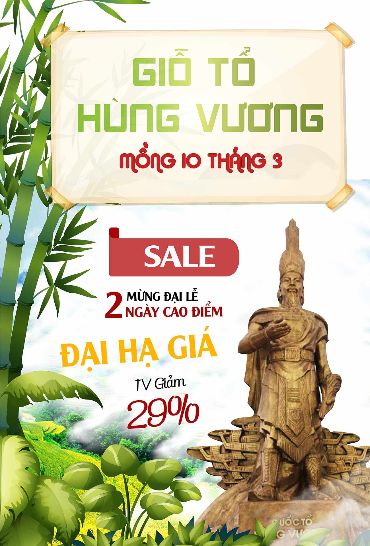 Poster đại hạ giá ngày giỗ tổ file AI