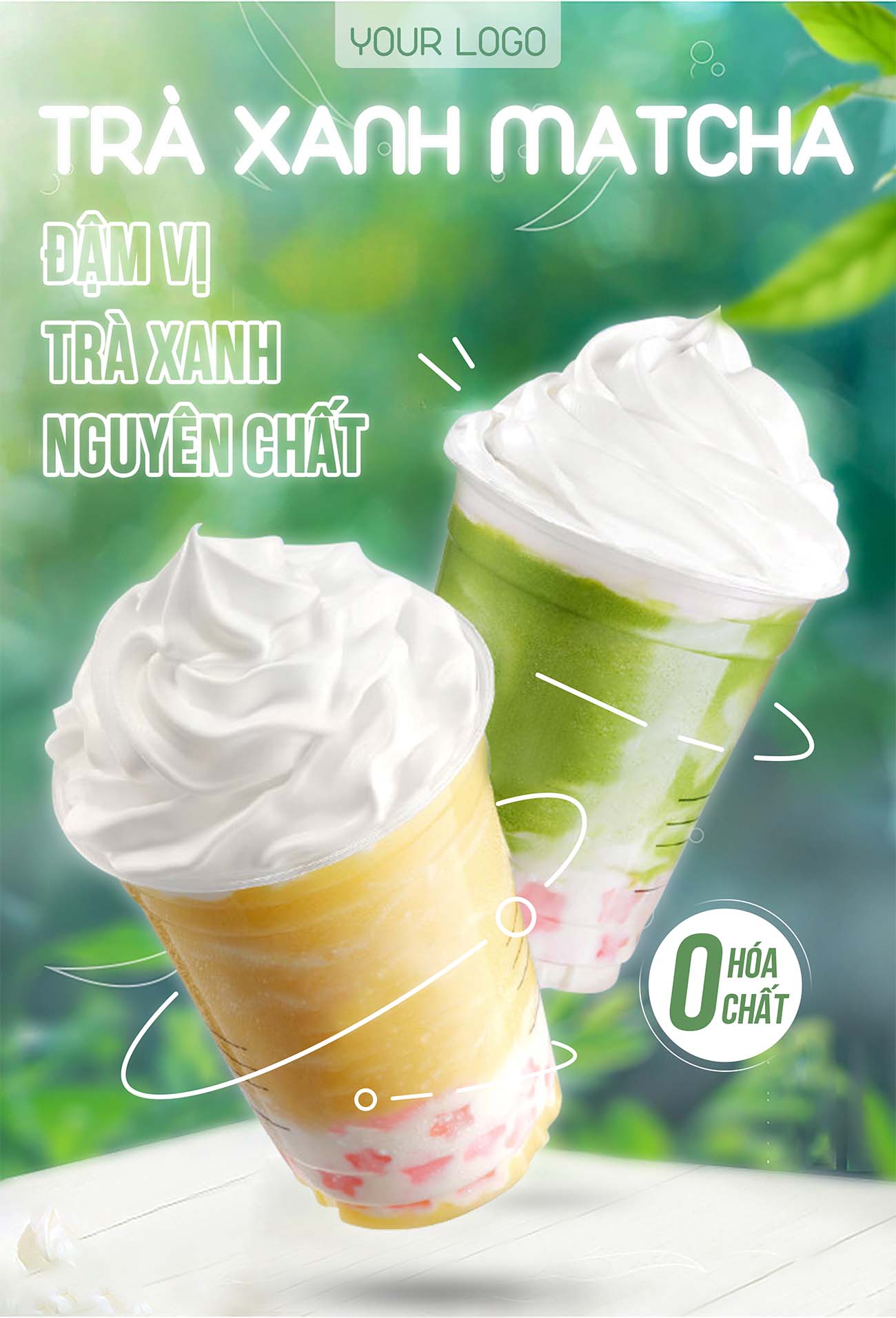 Poster quảng cáo trà xanh matcha mẫu 23 file PSD