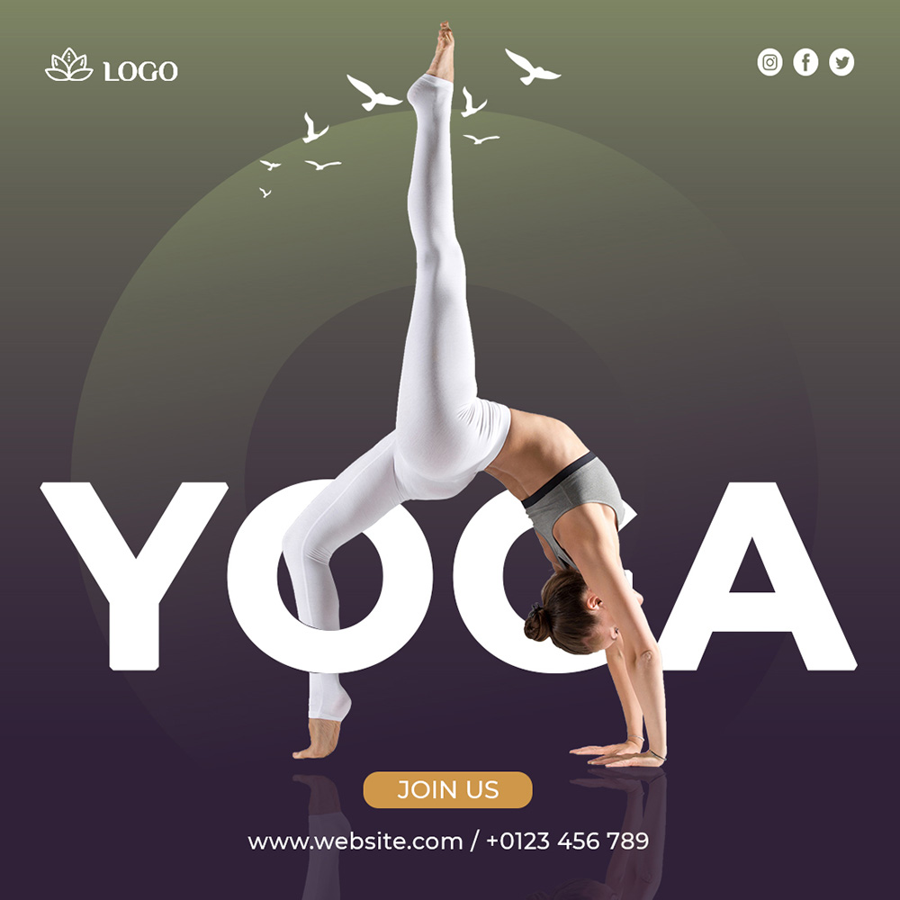 Poster khóa học yoga file PSD mẫu J30