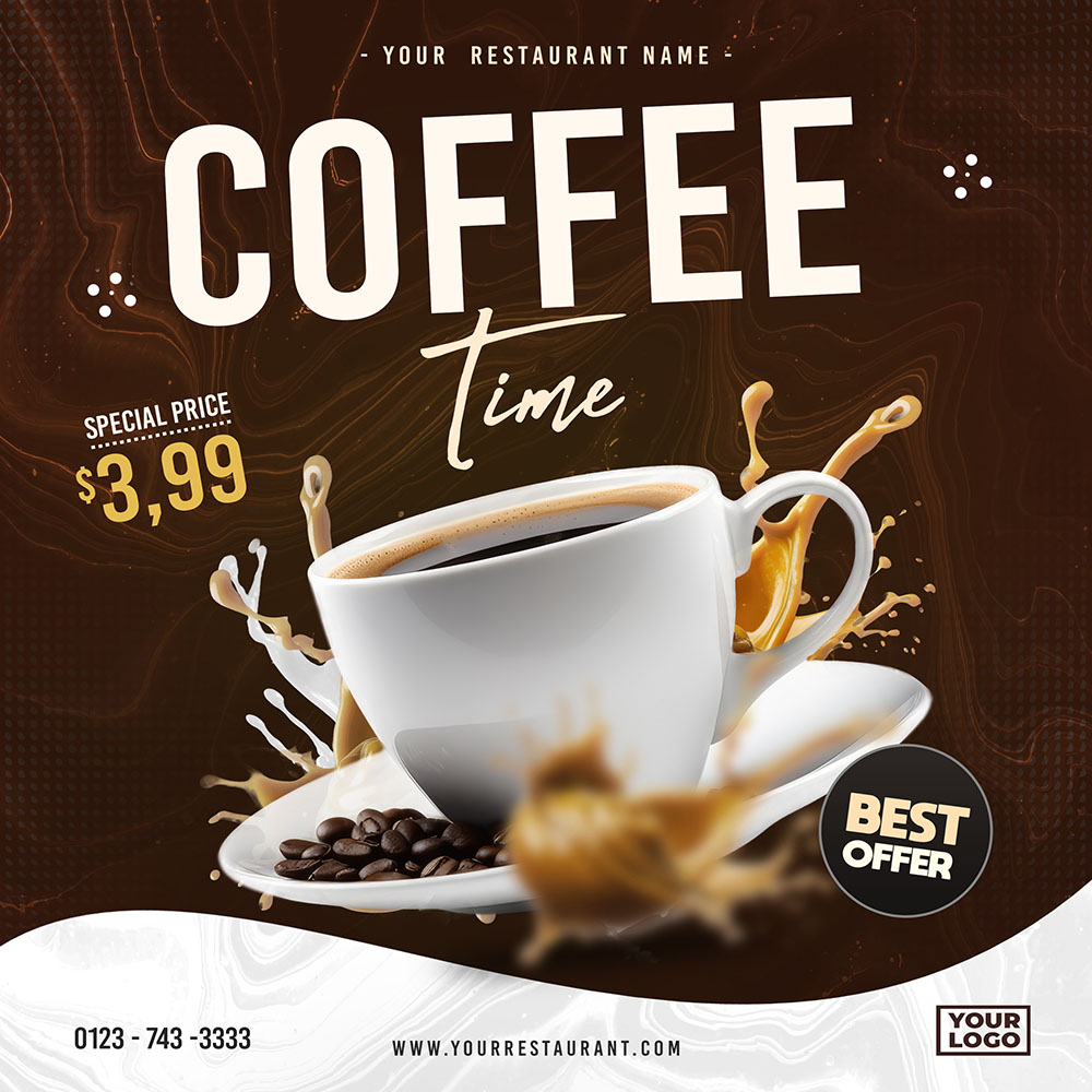 Poster quảng cáo coffee file PSD mẫu CF74