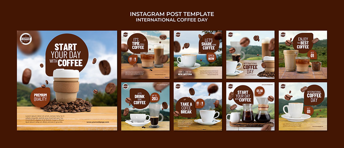 Mẫu bài đăng ảnh coffee trên mạng xã hội file PSD mẫu CF193