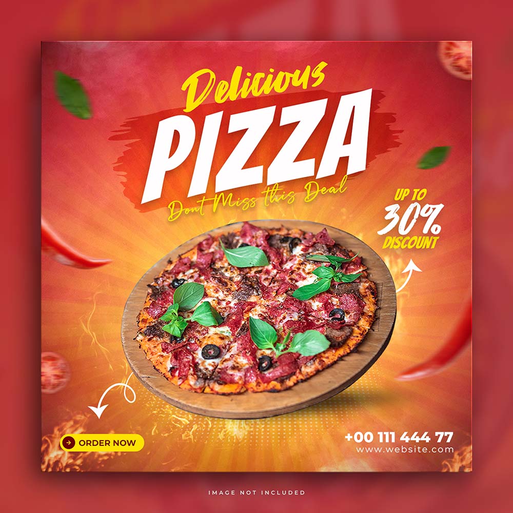 Poster quảng cáo bánh pizza thịt bò file PSD mẫu P24