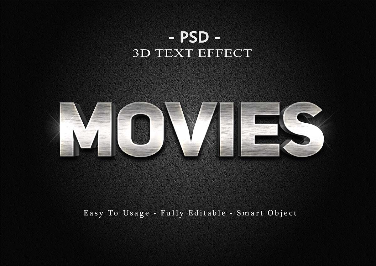 Hiệu ứng chữ 3D màu bạc file PSD mẫu HU699