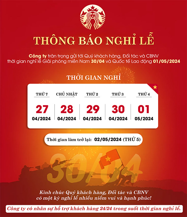 Thông báo nghỉ lễ dịp 30.4 - 01.5 mẫu 51 file PNG