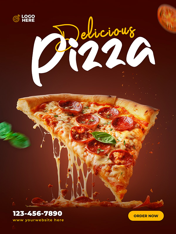 Poster quảng cáo bánh pizza xúc xích file PSD mẫu P42