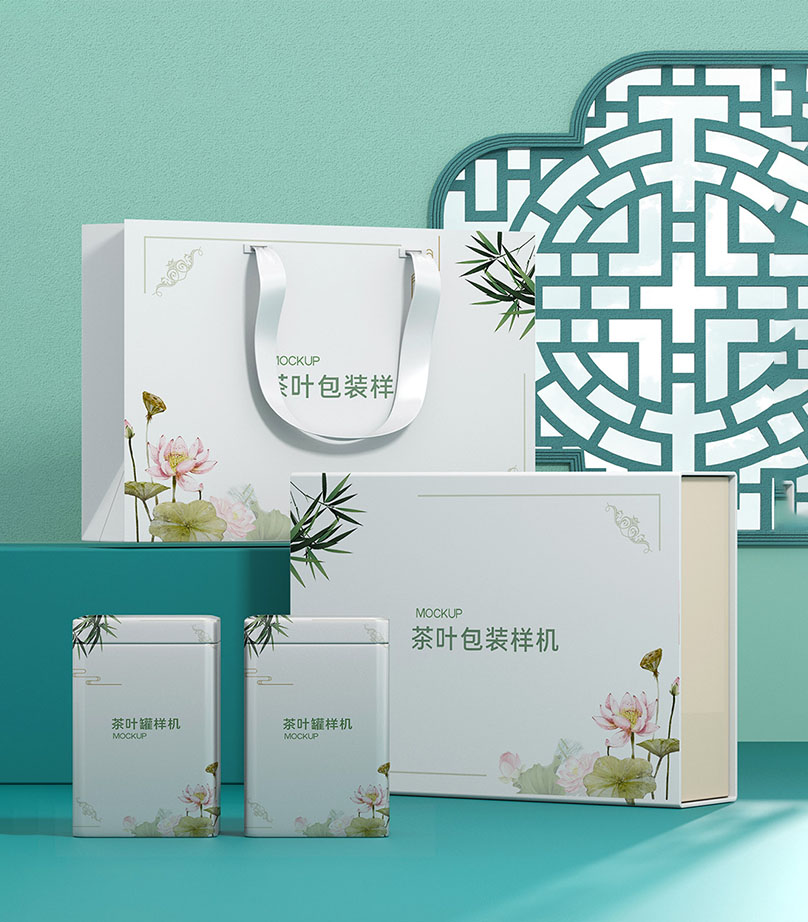 Mockup bao bì sản phẩm trà mẫu T24 PSD