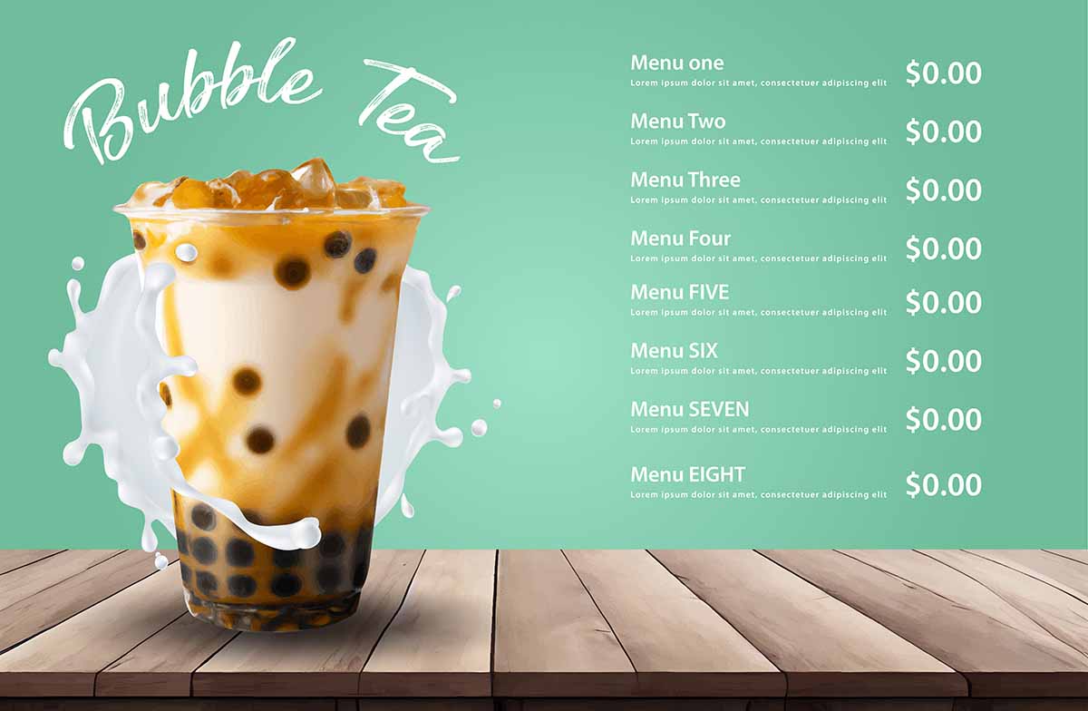 Menu đồ uống trà sữa file vector mẫu số 214