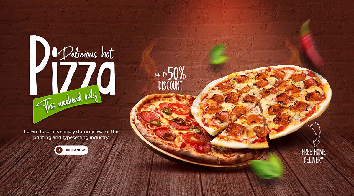 Banner quảng cáo Pizza thơm ngon P30 file PSD