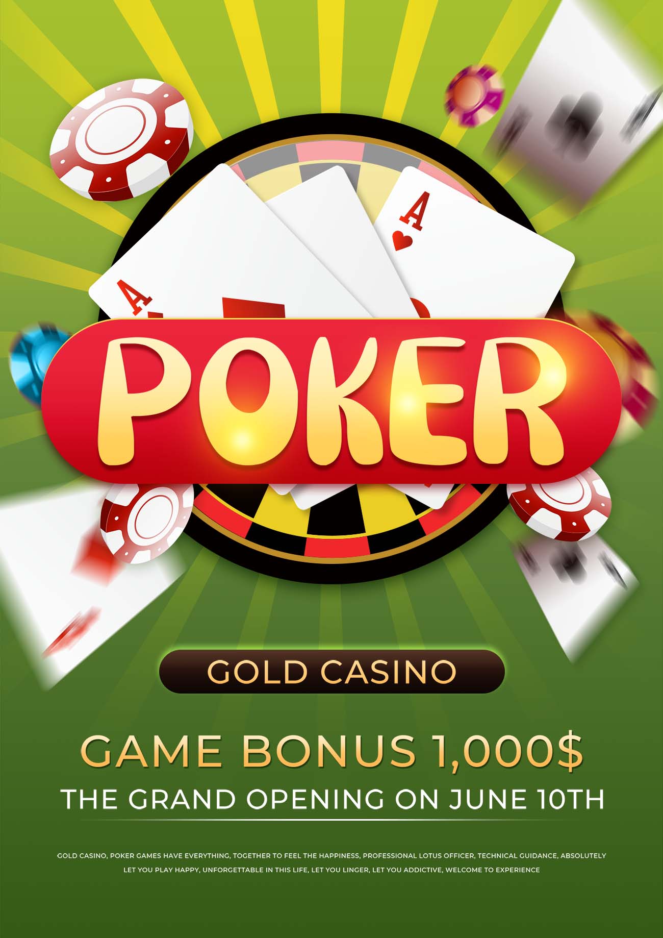 Poster trò chơi poker file PSD mẫu T16