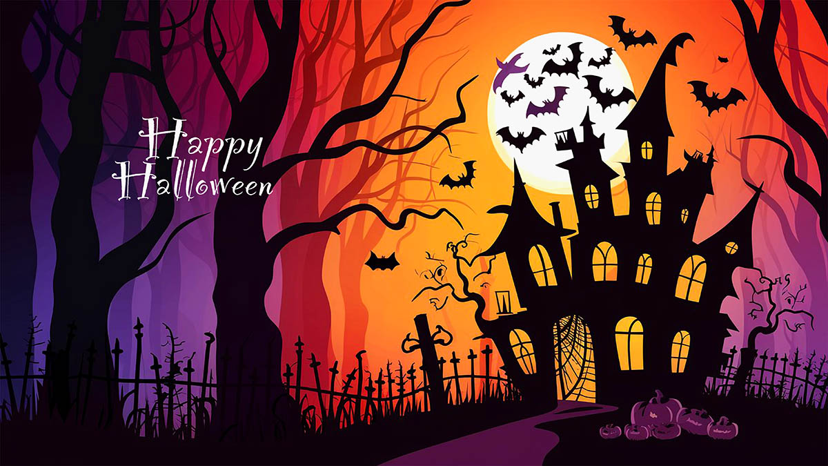 Background khu rừng ma quái halloween file PSD - mẫu số 408