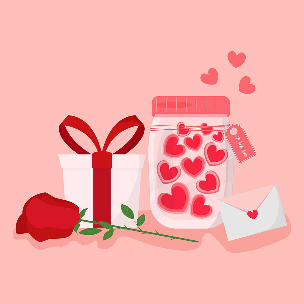 Hình minh họa quà tặng ngày valentine file vector mẫu số 953