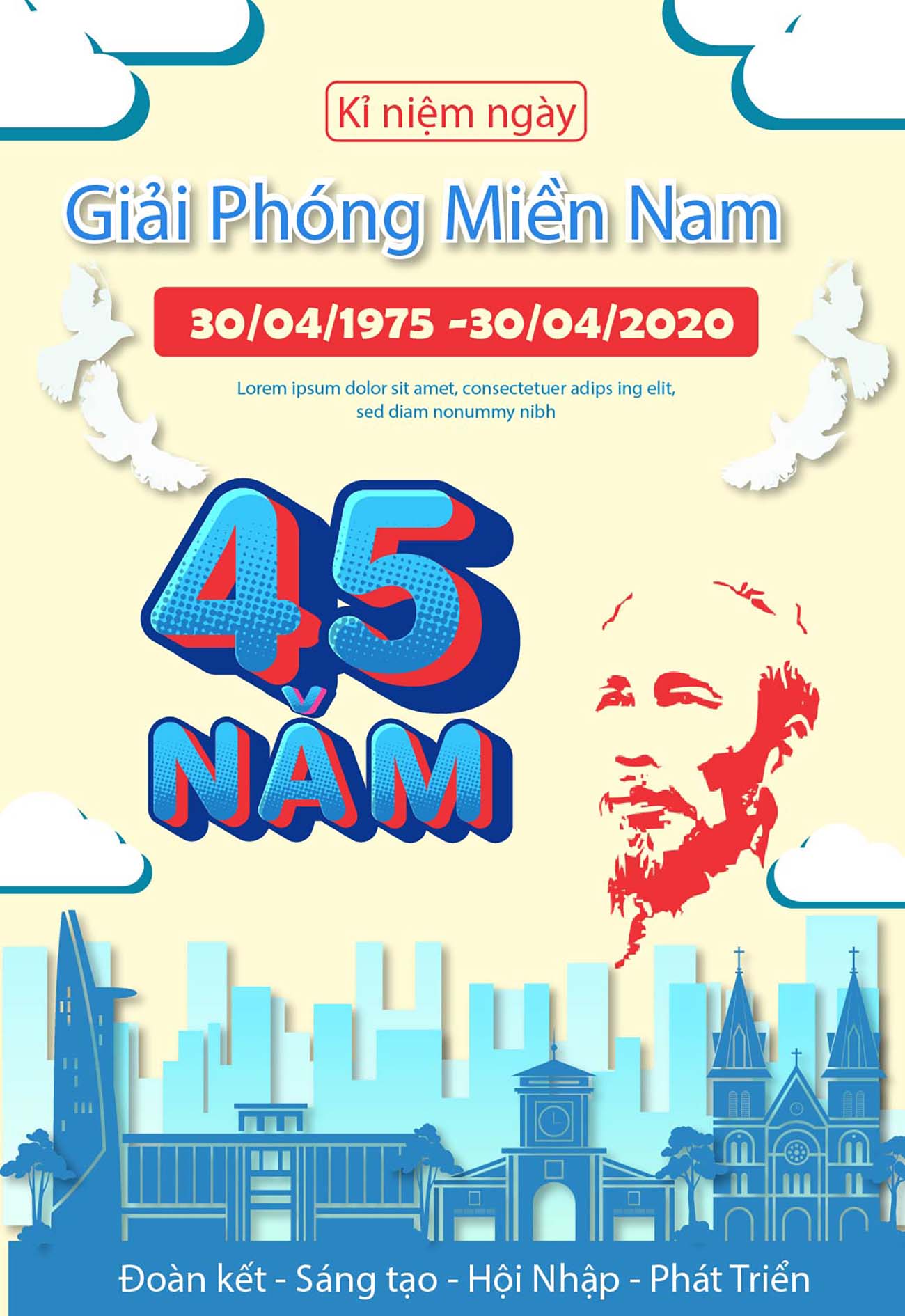 Poster mừng ngày giải phóng miền nam 30.4 mẫu 16 file AI