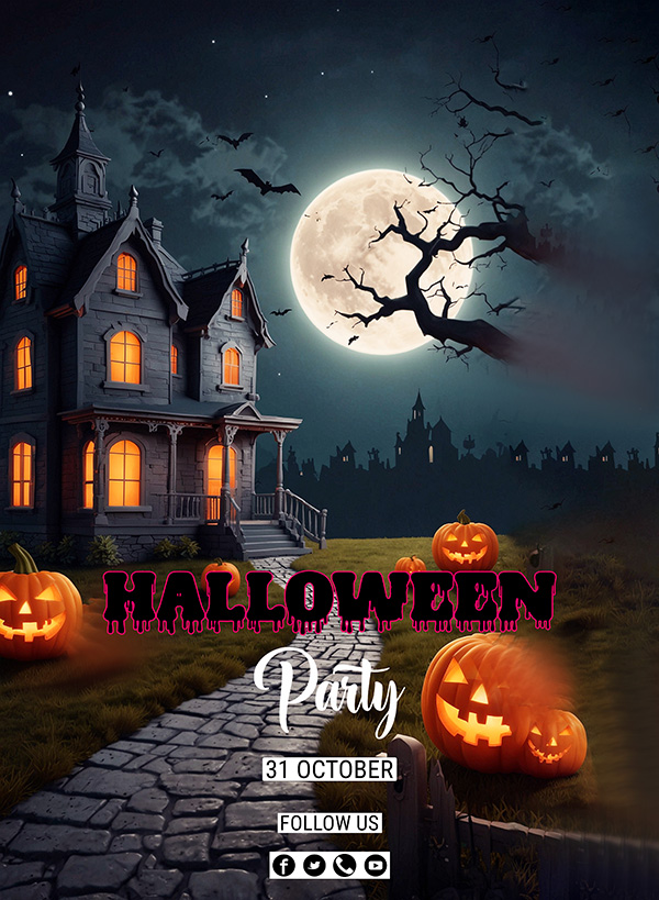 Poster lễ hội halloween file PSD mẫu MB325