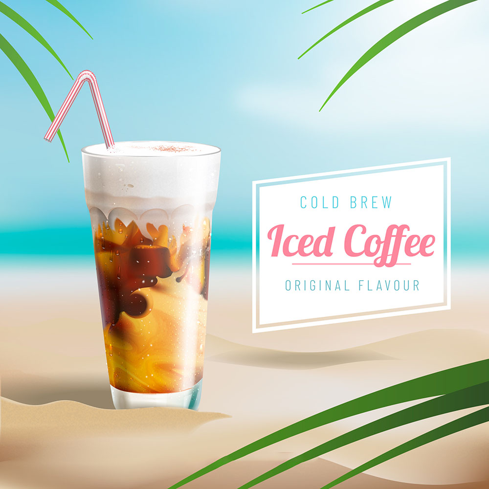 Banner quảng cáo cafe cốt dừa file vector mẫu DE120