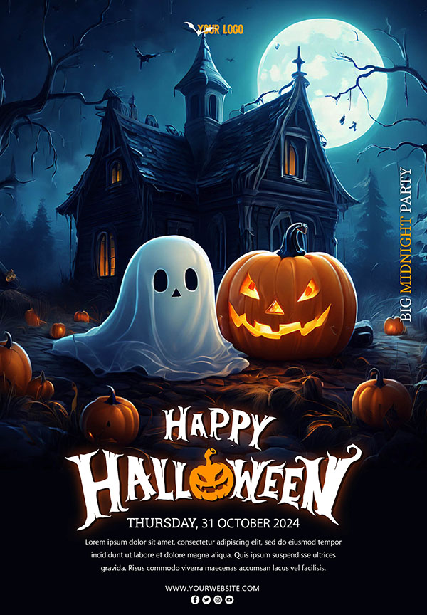 Poster lễ hội halloween file PSD mẫu MB195