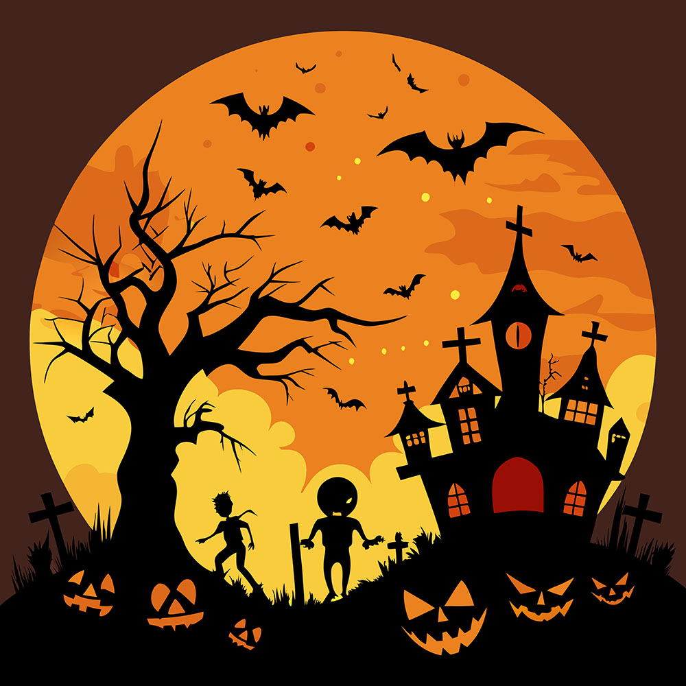 Background đêm trăng ma quái halloween file EPS - mẫu số 560