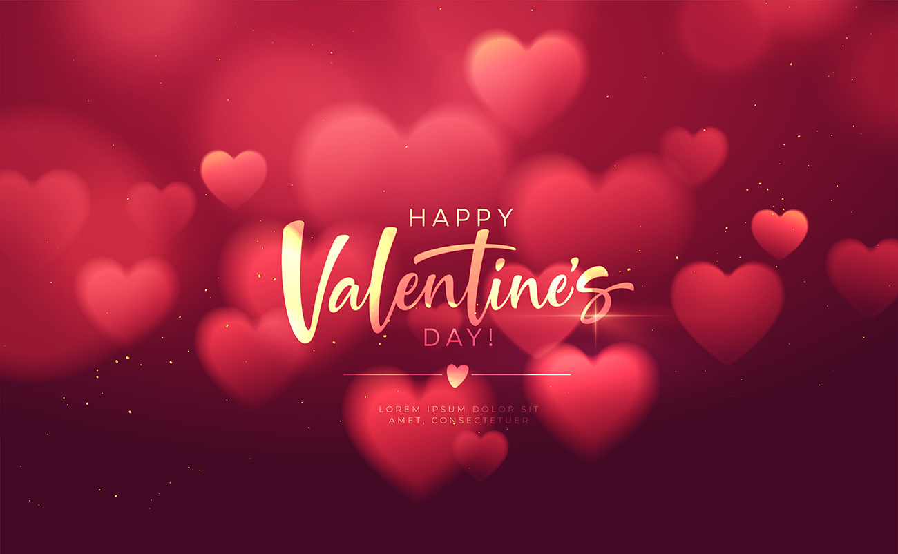 Banner valentine nền đỏ lấp lánh file EPS