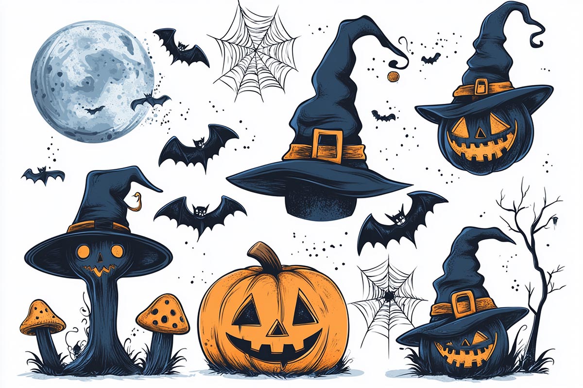 Hình minh họa bí ngô ma quái lễ hội halloween file EPS - mẫu số 329