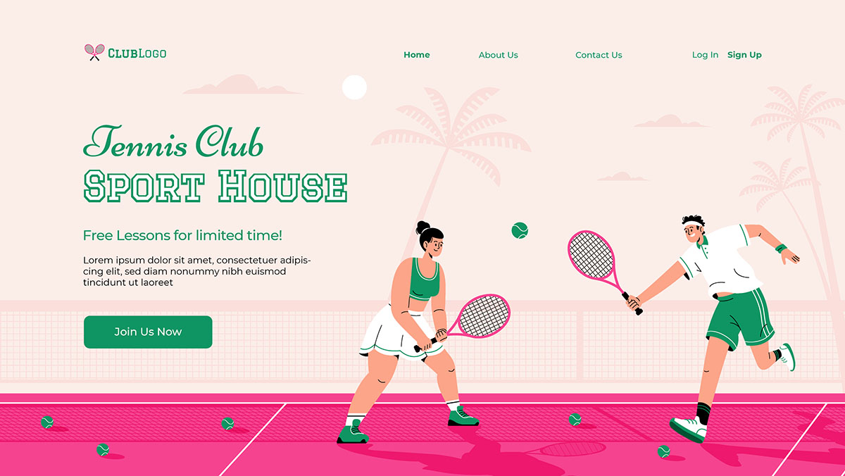 Banner giải đấu tennis file vector mẫu HV10