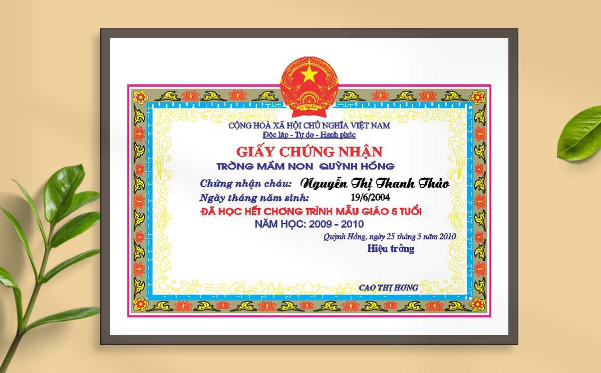 Mẫu giấy khen chứng nhân File Corel 60